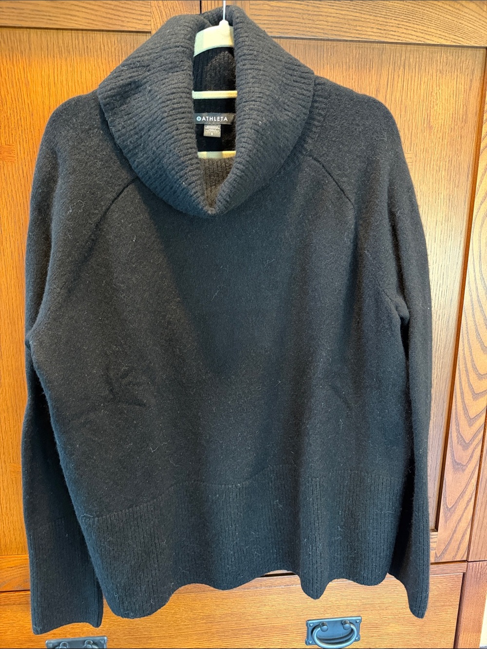 Athleta Womens Black Cowl Neck Sweater. Merino wool and Cashmere